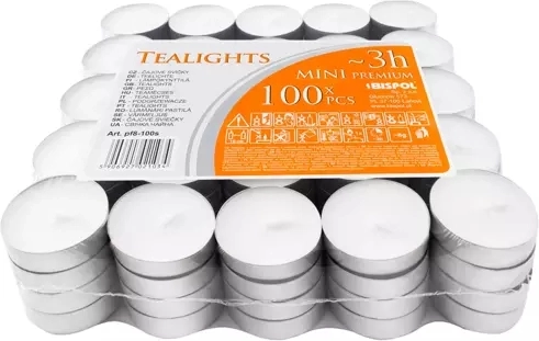 Teelichter 3 Std. – Packung 100 Stk.