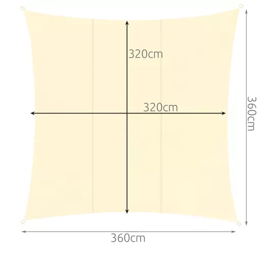 Quadratisches Sonnensegel 3,6x3,6m