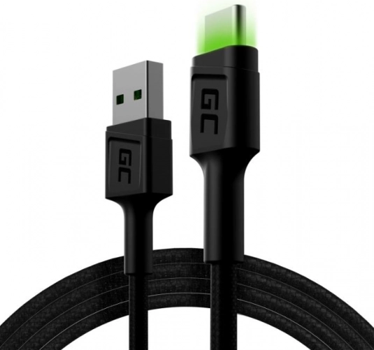 Oplaad- en datakabel USB-A naar USB-C 120 cm met LED-verlichting GREEN CELL Ray