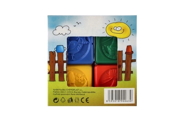 Kleurrijke plastic blokken voor kinderen met dierenmotieven, set van 8 stuks