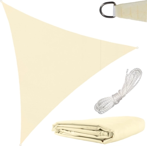 Sun shade sail triangle 3 × 3 × 3 m beige