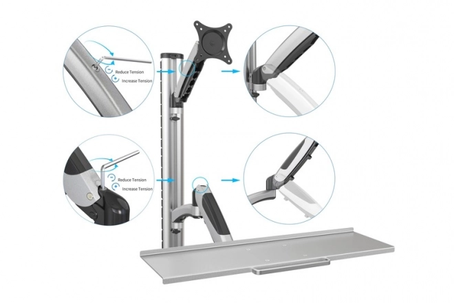 Bras mural pour moniteur et clavier, max. 27", max. 8kg, pivotant à 360°
