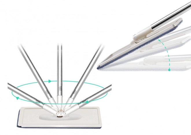 Platte mop met dubbelcompartiment emmer en 2 microvezel vervangingen