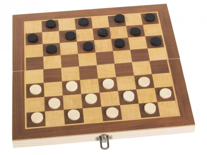 Schach, Dame und Backgammon aus Holz 3-in-1 Set