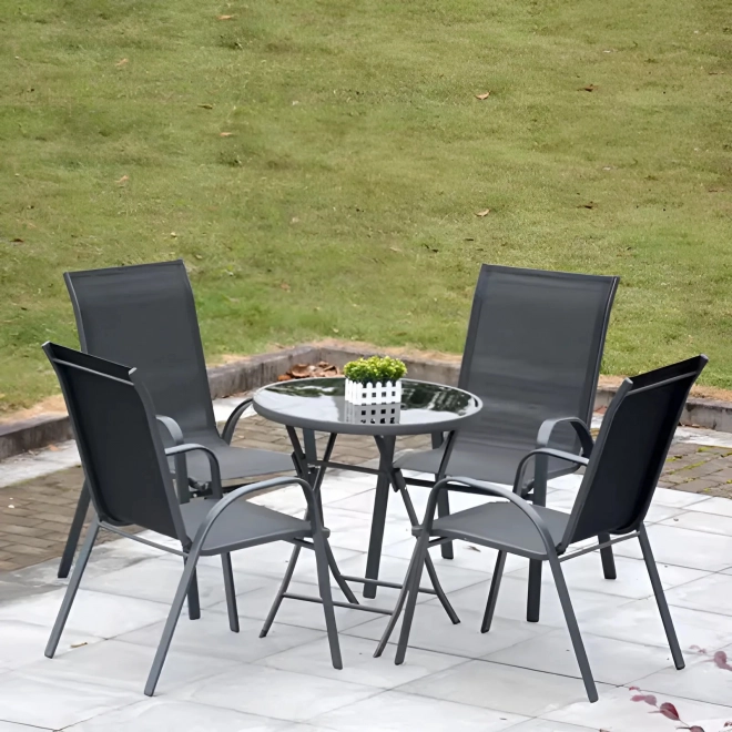 Set Gartenstühle für Terrasse, Balkon, graue Farbe