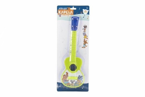 Plastic ukulele met diertjes 40 cm met plectrum