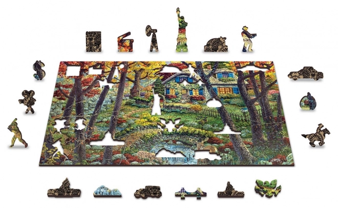 Puzzle en bois chalet dans la forêt 2-en-1