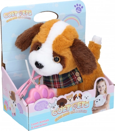 Wandelende pluchen hond met effecten aan kabel 22 cm