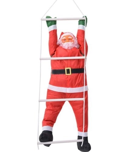 Weihnachtsmann auf LED-Leiter – mehrfarbig, 120 cm
