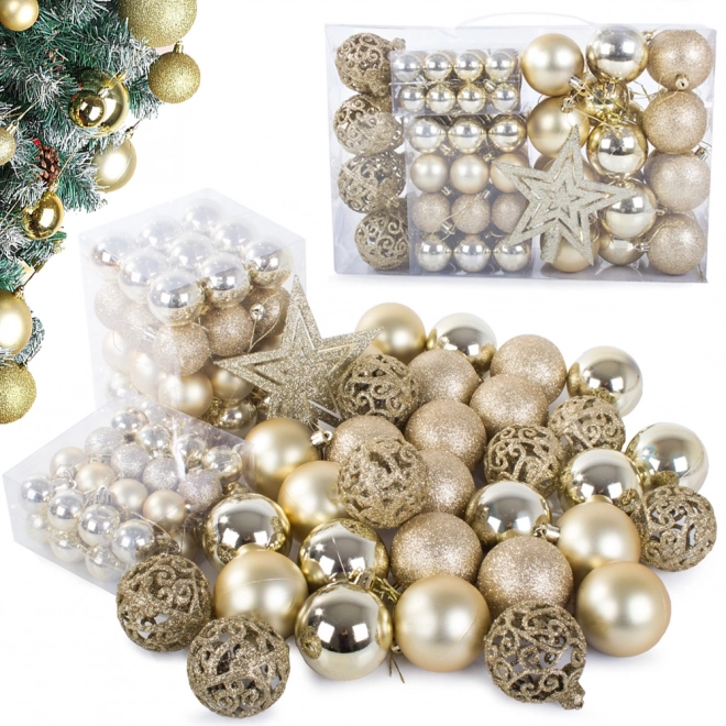 Set van 100 kerstversieringen met gouden sterren
