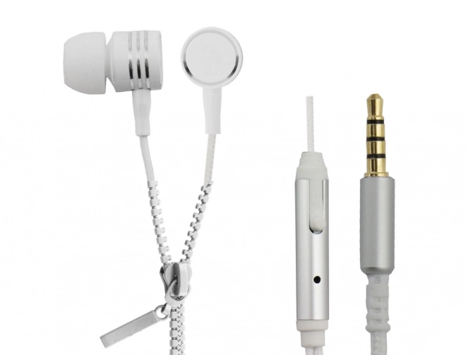 Oortelefoons Zipper met microfoon wit