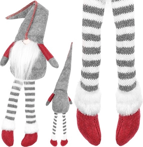 Sitting gnome textile decoration 50 cm – Gray