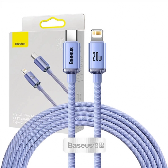 Baseus Crystal USB‑C to Lightning Cable 2 m, 20 W PD, Purple