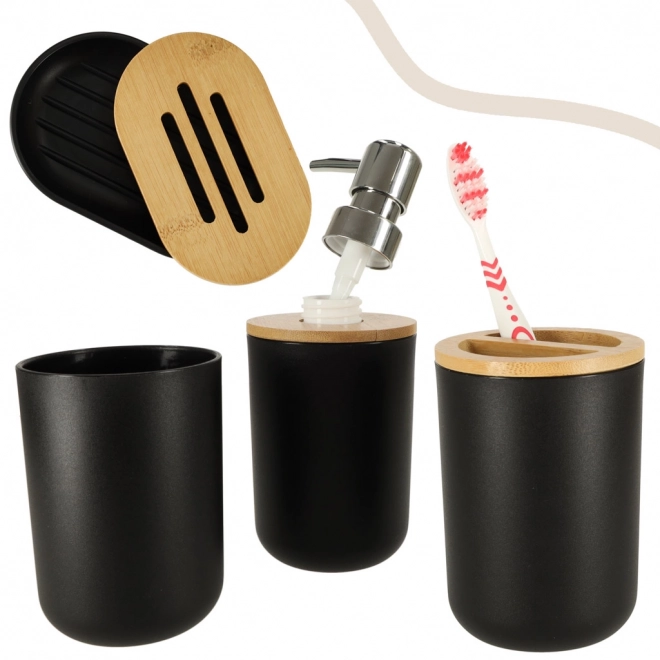 Ensemble élégant d'accessoires de salle de bain 6 pcs noir