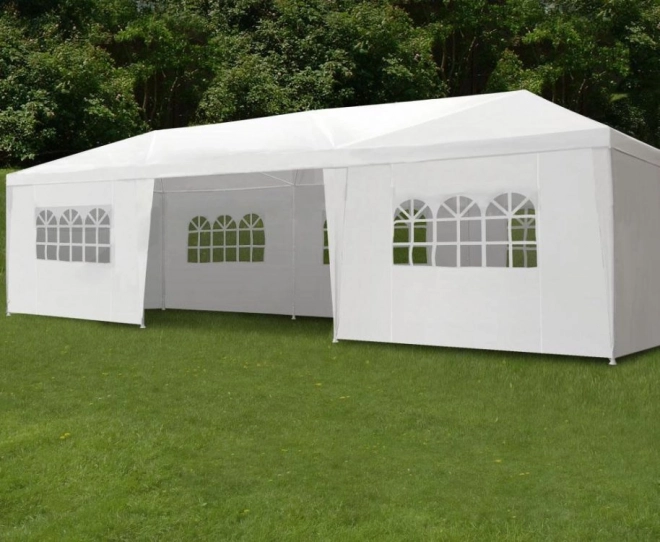 Gartenpavillon 3x9 m mit 8 Wänden Weiß