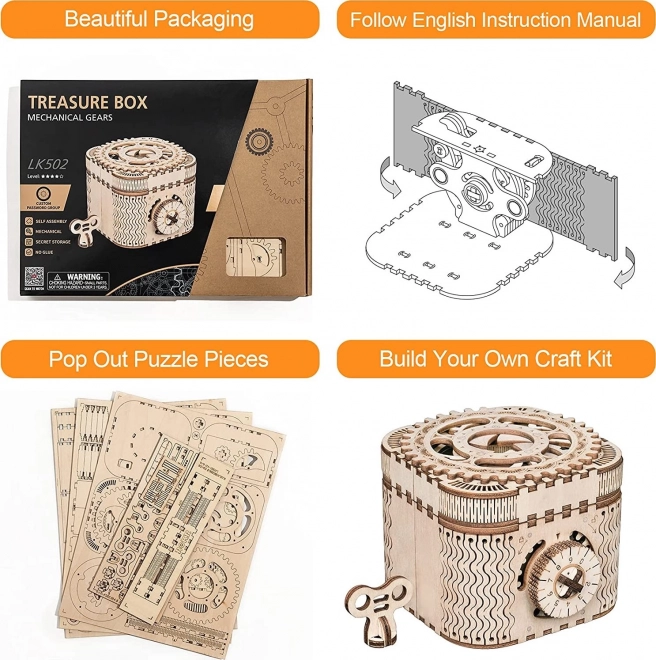 RoboTime 3D Wooden Mechanical Puzzle Jewelry Box