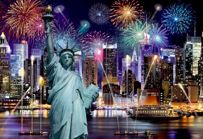 Houten puzzel Nachtelijk New York 2v1