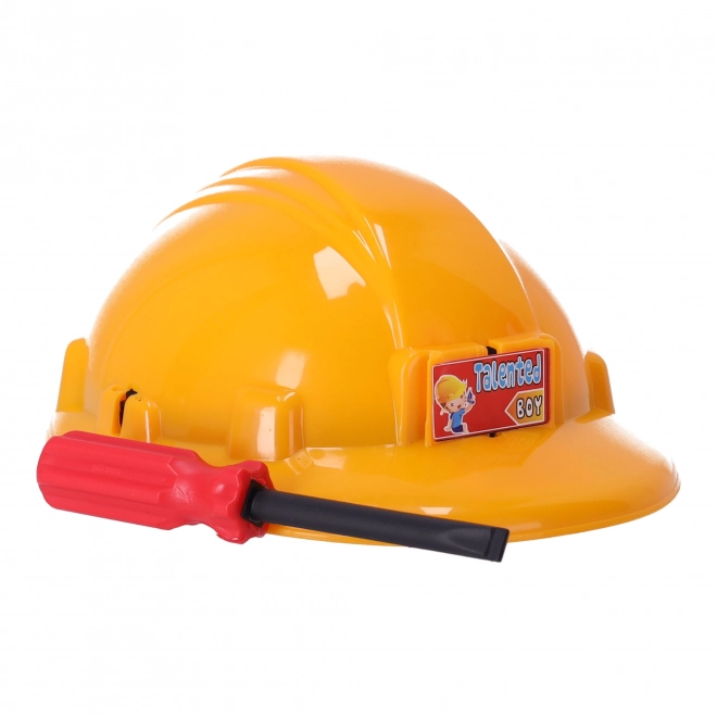 Set voor kleine klusser met helm en gereedschap