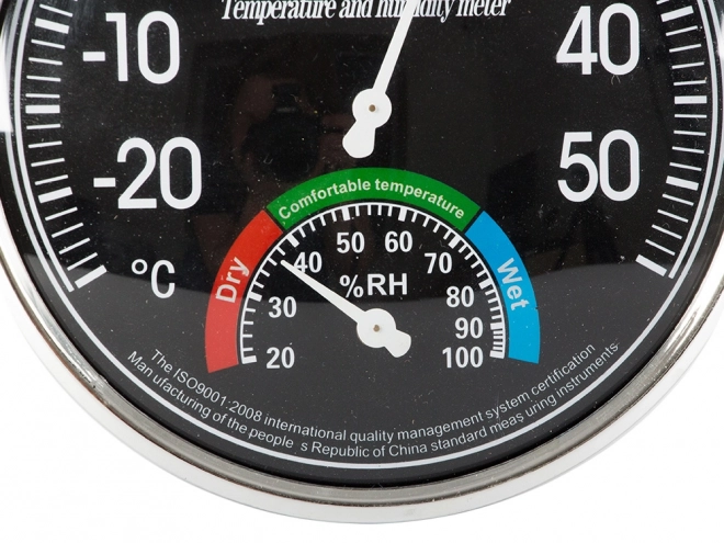 Analoge binnen hygrometer en thermometer zwart
