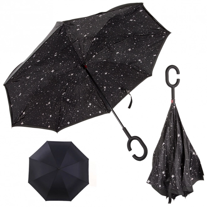 Parapluie inversé pliant avec structure robuste et fils résistants – Noir
