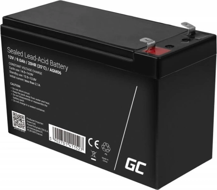 Onderhoudsvrije AGM-accu 12 V 9 Ah voor UPS en alarmsystemen GREEN CELL