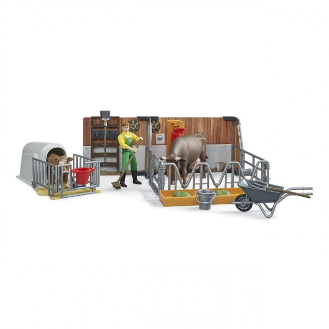 Stal voor vee met figuren en accessoires