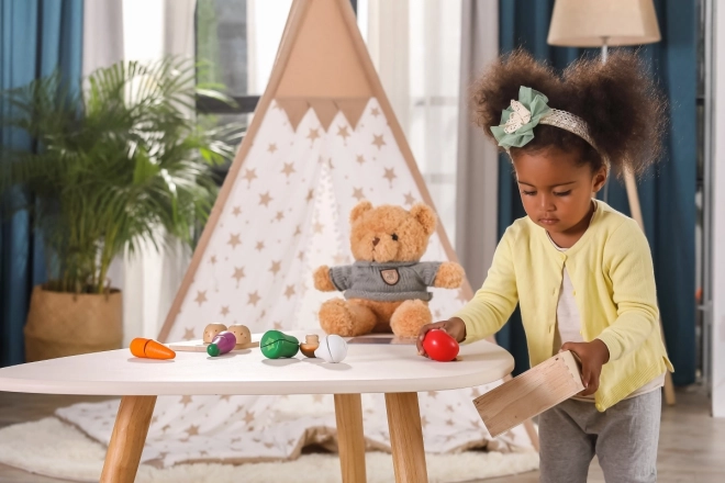 Houten snijset - groenten voor kinderen