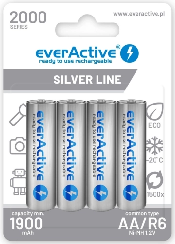 Oplaadbare AA-batterijen 2000 mAh ready to use, 4 stuks