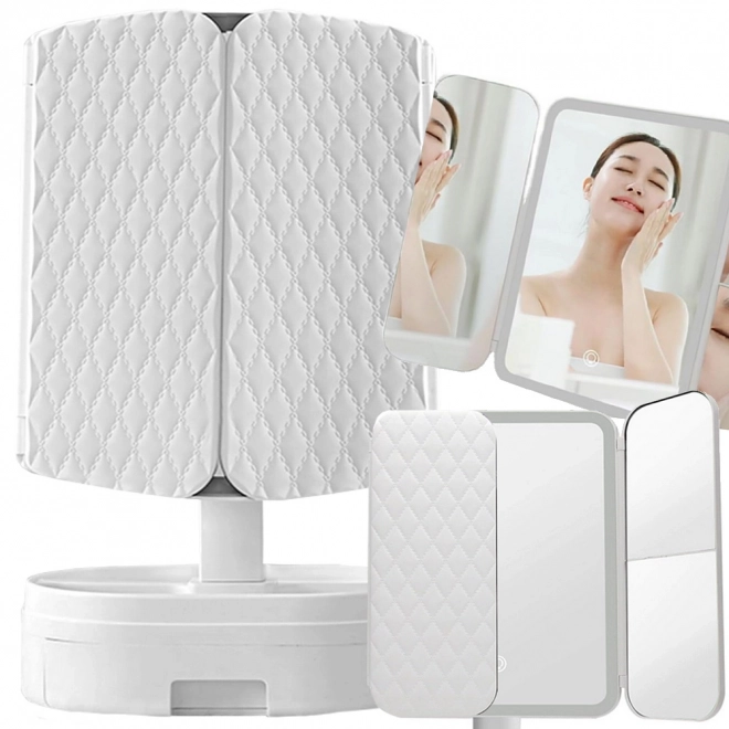 Opvouwbare cosmetische LED spiegel met verlichting en vergroting
