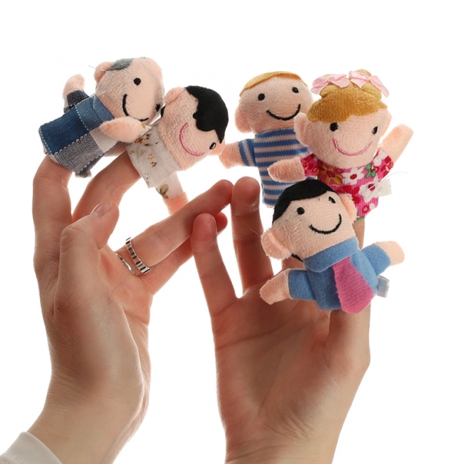 Familie textiele vingerpoppen - set van 6 stuks