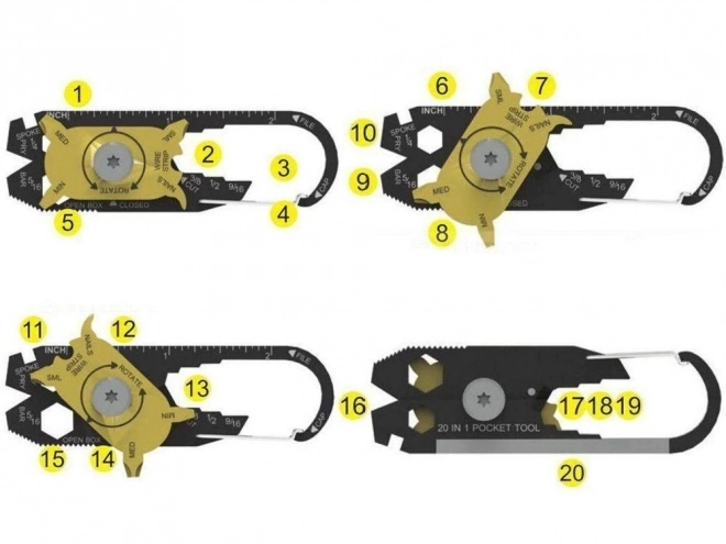 Karabijnhaak voor sleutels multitool