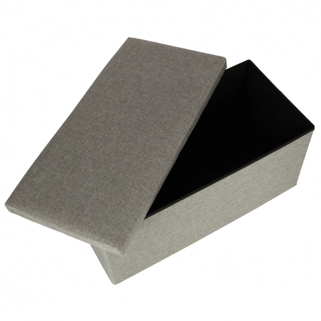 Grijze opvouwbare poef met opbergruimte 76x38x38 cm