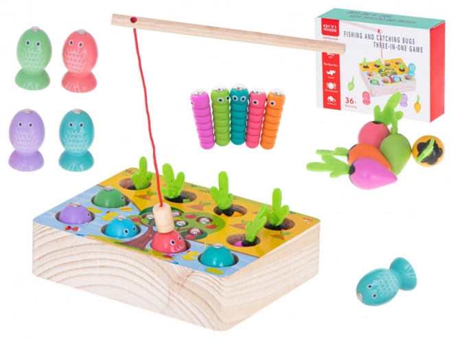 Magnetisch spel - Het vangen van wormen, vissen en groenten
