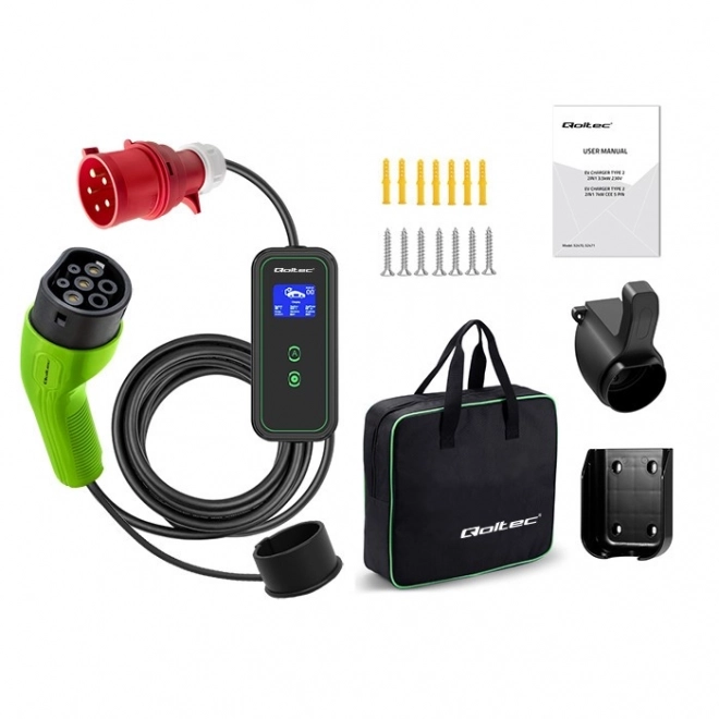 Mobile Charger for Electric Cars Qoltec 11 kW with Display and Regulation