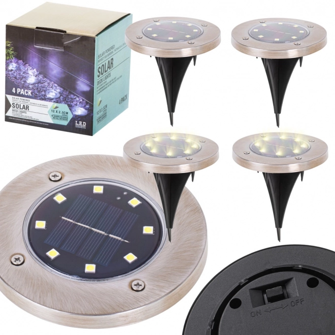 Solar Ground Spike Garden Lamps Set of 4 Warm White