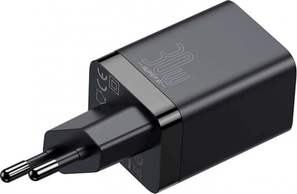 Snellader Baseus Super Si Pro USB + USB‑C 30 W zwart
