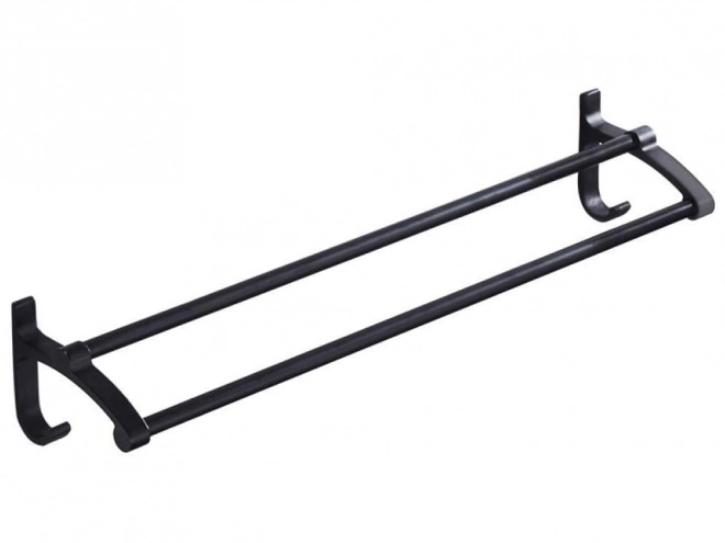 Dubbele wandhanddoekhouder, zwart metaal, 58,6 cm