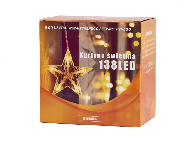 LED warm witte gordijn met sterren en maantjes - 2,5 m, 138 LED