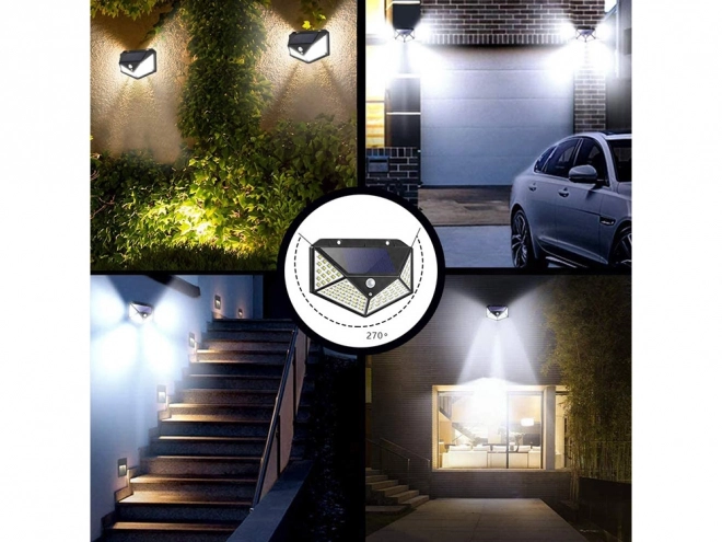 Zonnelamp met 100 LED en schemerings bewegingssensor