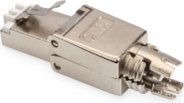 DIGITUS Cat 6A field-installable RJ45 connector, shielded, tool-free, PoE++, 10GbE