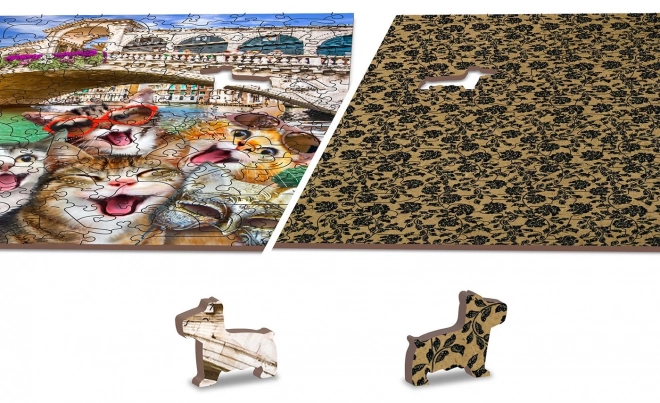 Houten puzzel Katjes in Venetië 2-in-1