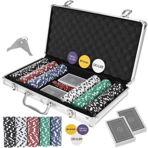 Poker - Set mit 300 Chips in Aluminiumkoffer