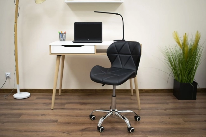 Chaise de bureau pivotante avec dossier large, cuir écologique, noir