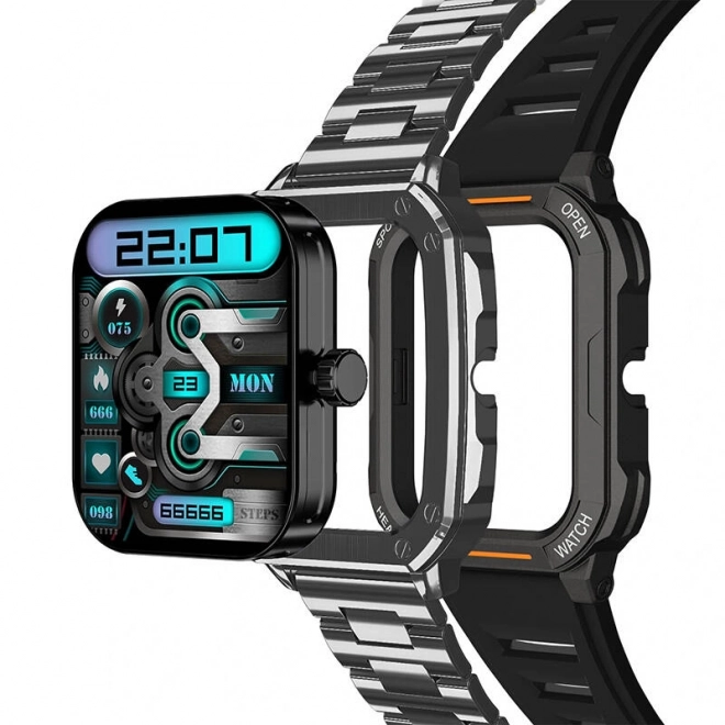 Slim horloge Blitzwolf BW-GTC3 (zwart/zwart staal)