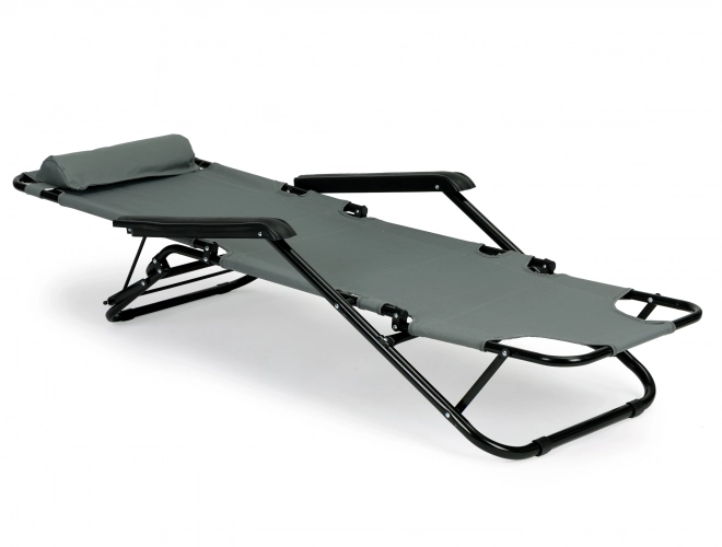 Outdoor Foldable Garden Chair with Headrest Gray