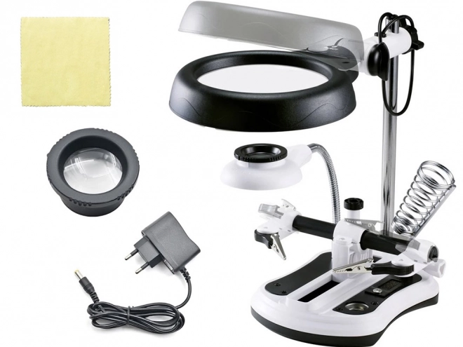 Soldeerset met derde hand en loep met LED-verlichting