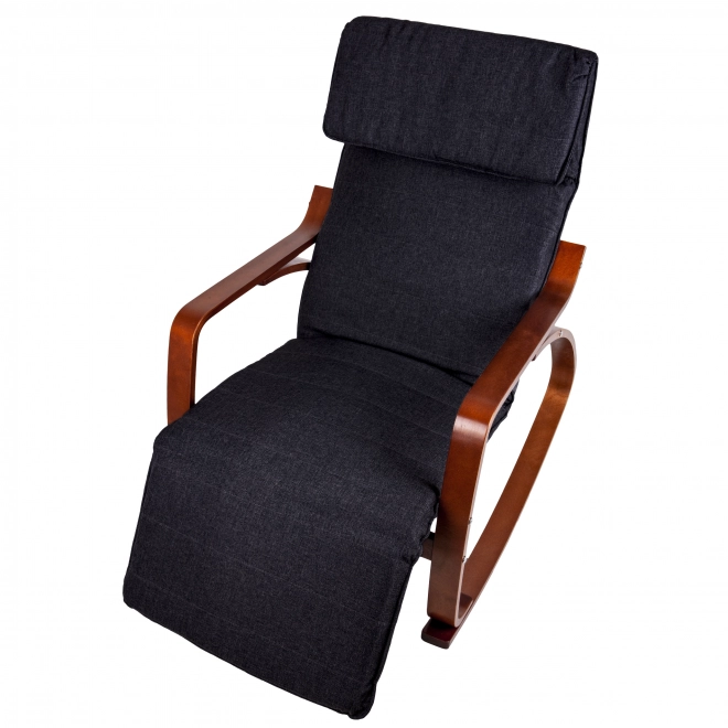 Fauteuil à bascule avec repose-pied réglable et accoudoirs en bois de ModernHome