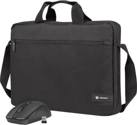 Laptoptasche 15,6″ NATEC Wallaroo 2 mit kabelloser Maus, schwarz