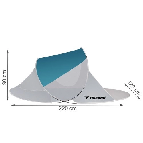 Strandtent 220x120x90cm - turquoise - grijs