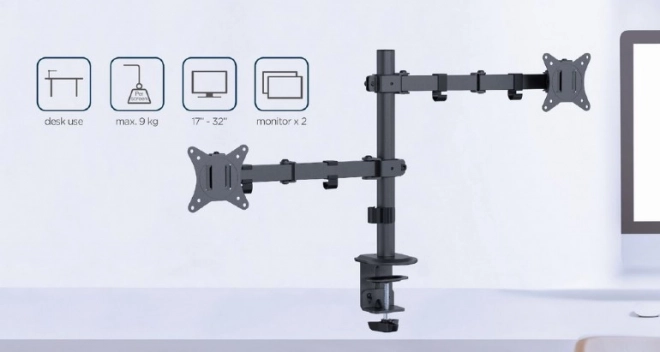 Adjustable Double Monitor Desk Mount